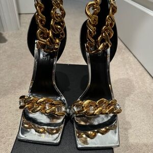 Versace Sandals Medusa Ankle Chain Heeled Sandals